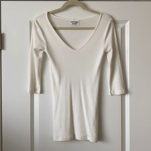 Michael Stars | 3/4 Sleeve Shine V-Neck - White